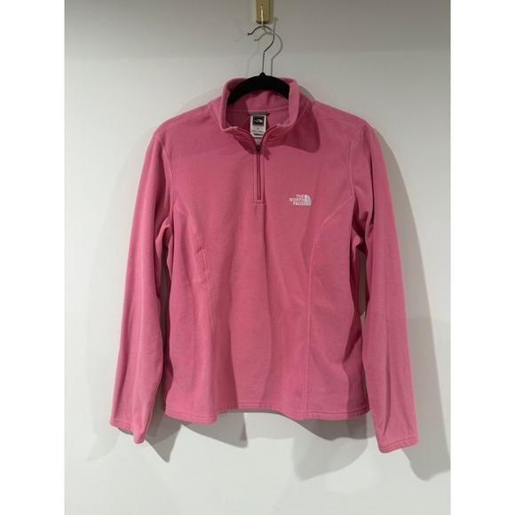 THE NORTH FACE Womens Pink Fleece Quarter Zip Pullover Activewear Jacket Size L - Picture 1 of 7